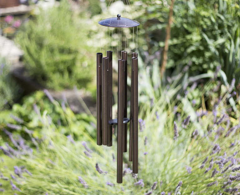 Glistening Streams wind chime outdoor garden setup